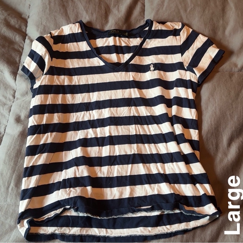 Polo by Ralph Lauren Navy and White Striped Tee